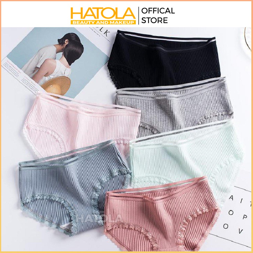 Quần lót nữ cotton tăm gân kháng khuẩn gợi cảm Bikini quyến rũ Hatola | BigBuy360 - bigbuy360.vn