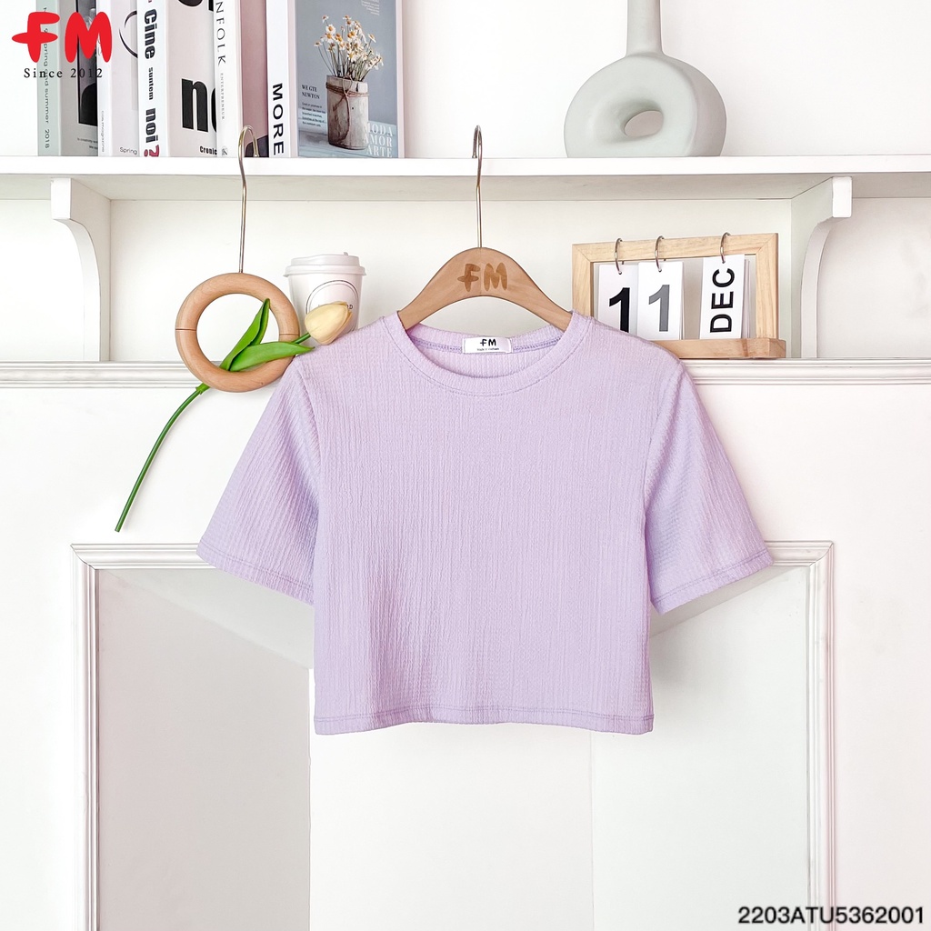 Áo thun croptop nữ FM Style chất xốp Hàn tay ngắn trơn basic dễ phối đồ thời trang 220320604