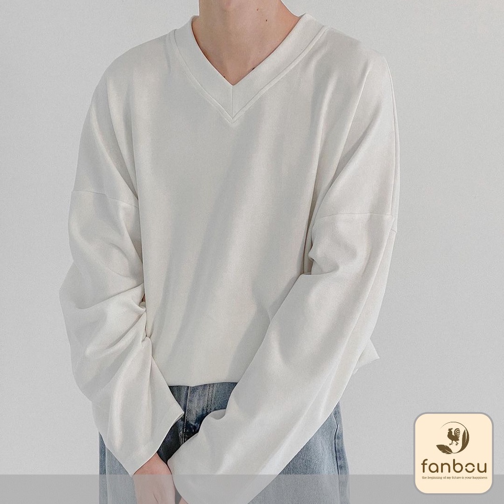 Áo Thun Cotton Nam Cổ Xẻ Tim Tay Dài - AT011 - FANBOU