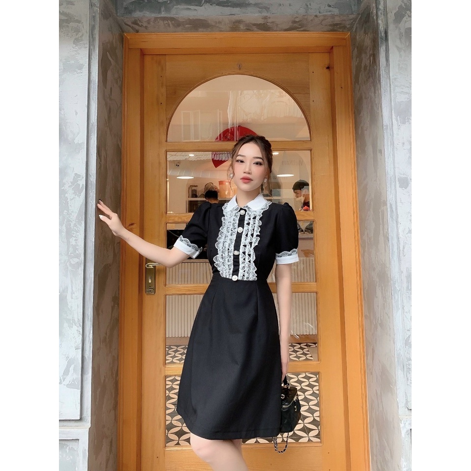 Váy phối ren cổ sơ mi