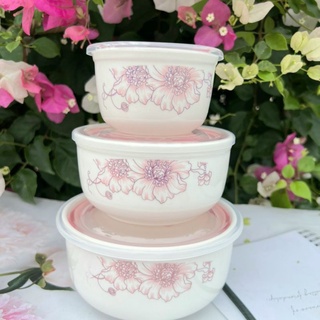 (XẢ KHO CỰC SỐC) Bộ 3 Thố Sứ Tô Sứ Có Nắp Đậy - Bộ 3 Thố Đựng Cơm