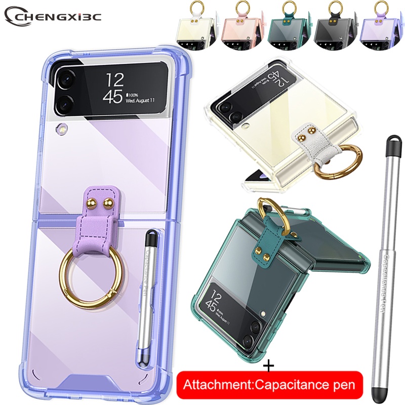 Bút cảm ứng miễn phí, Vỏ điện thoại Samsung Galaxy Z Flip 3 5G, Vỏ điện thoại gấp Samsung, Vỏ túi khí, Vỏ chống va đập, Ốp lưng dạng vòng tiện lợi