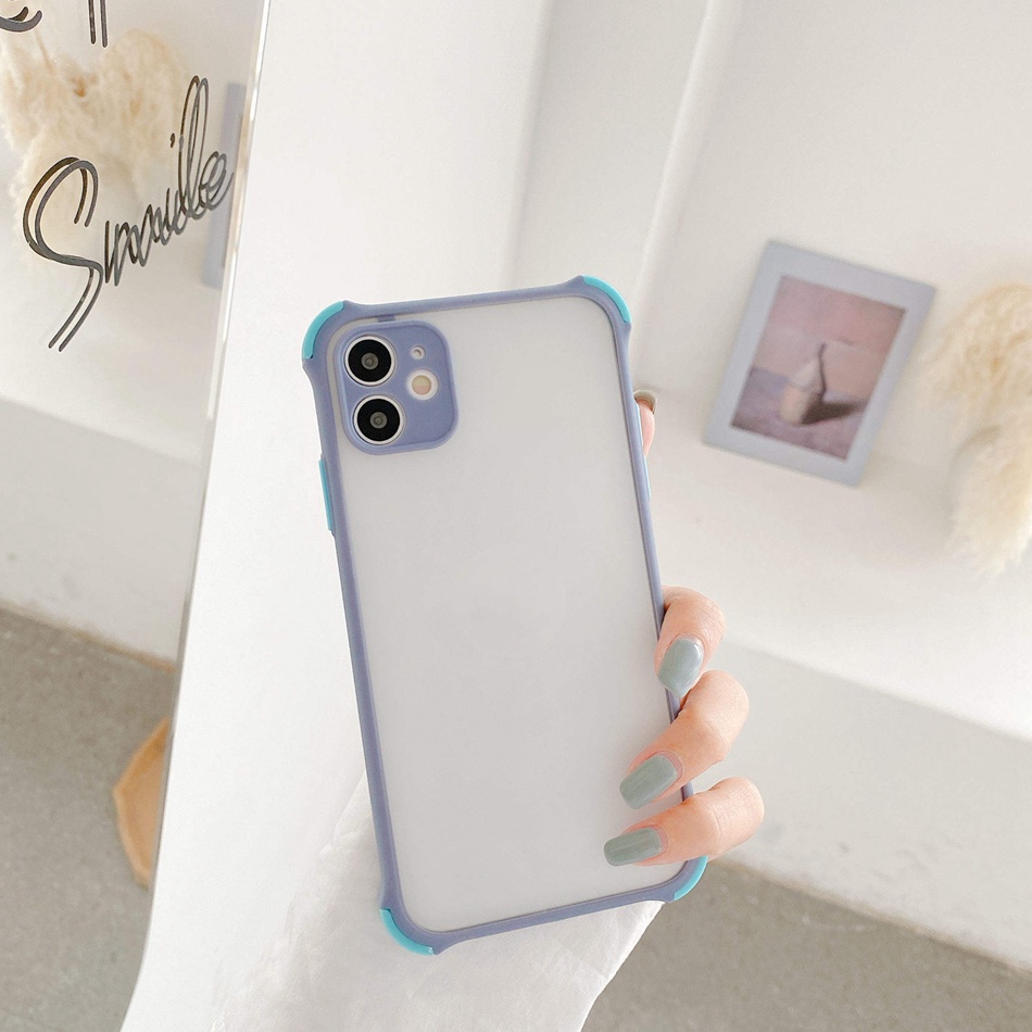 Casing Samsung GalaxyA02 A02S A12 A42 5G A32 4G A21s A71 A51 A50 A50s A30s Macaron Contrast Four Corners Drop Resistance Clear Matte Soft Phone Case