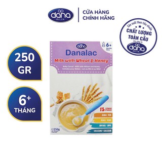 Bột ăn dặm danalac sữa, lúa mì và mật ong - hộp 250g