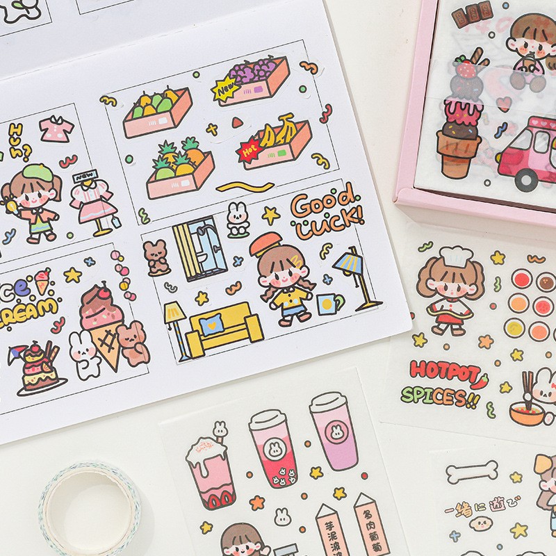 Set 10 tấm sticker dễ thương trang trí sổ tay bullet journal - set ngẫu nhiên