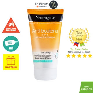 Neutrogena Anti-Boutons 2-en-1 Gel Exfoliant et Masque- Sữa Rửa Mặt Ngăn Ngừa Mụn Kết Hợp Mặt Nạ Tẩy Da Chết 150ml
