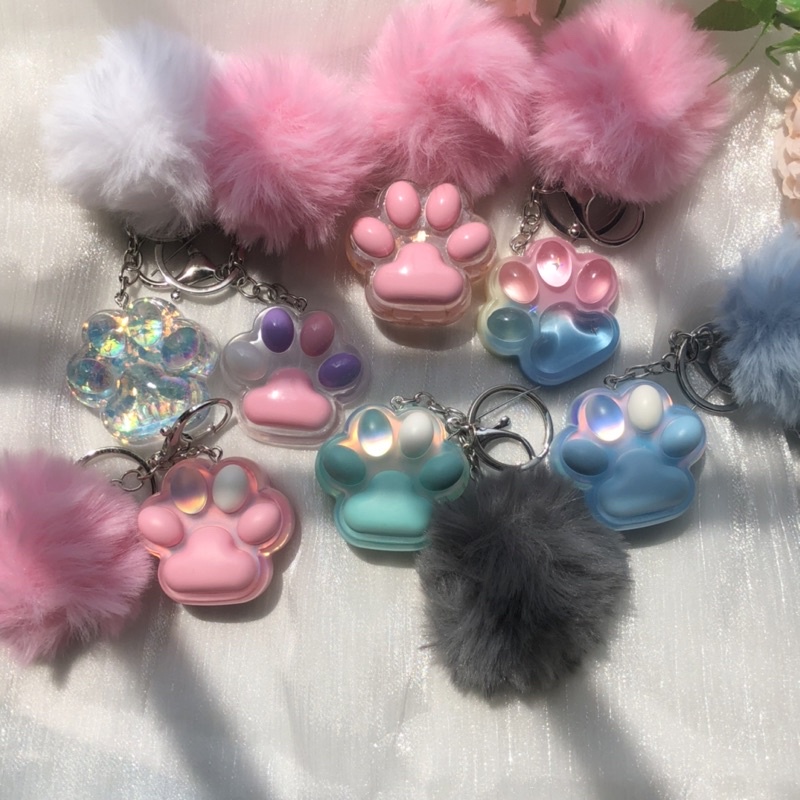 Móc khoá hình chân mèo, móc treo balo, chìa khoá xe