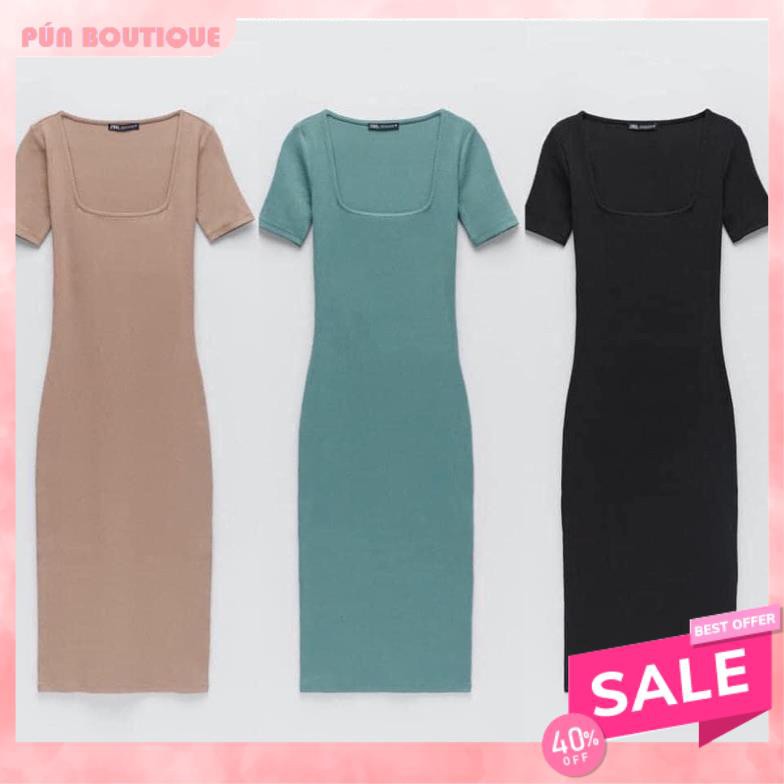 [HOTT] VÁY BODY THUN ZIP CỘC TAY CỔ VUÔNG SEXY HANG LOẠI 1 - ĐẦM BODY TÔN DÁNG 3 MÀU XK | BigBuy360 - bigbuy360.vn