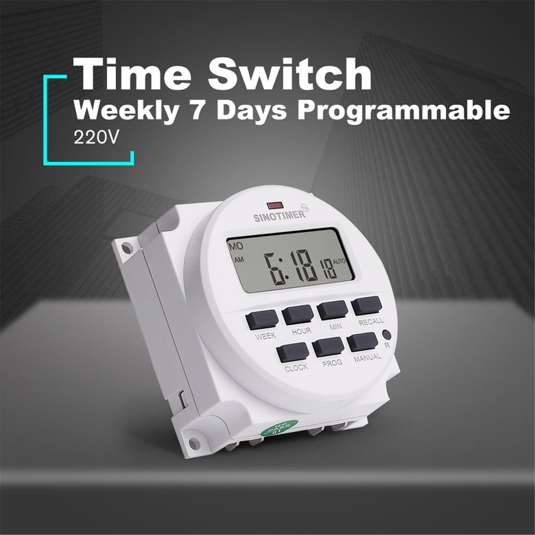 Công tắc hẹn giờ lập trình kỹ thuật số 7 ngày hàng tuần SINOTIMER 220V