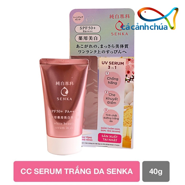 Chống nắng dưỡng trắng da & che khuyết điểm Senka White Beauty Serum in CC 40g - Nhật Bản