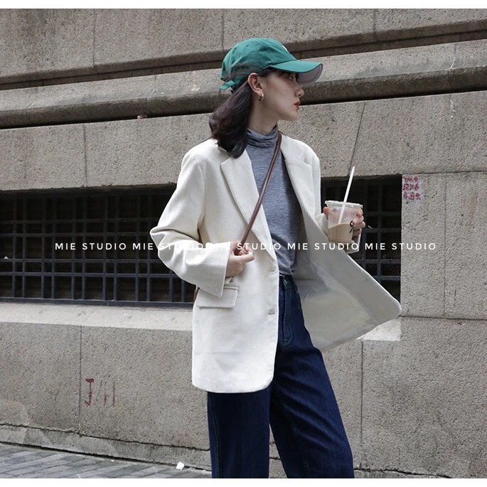 𝗺𝗶𝗲 𝘀𝘁𝘂𝗱𝗶𝗼 - Áo khoác blazer đắp túi trơn BL095