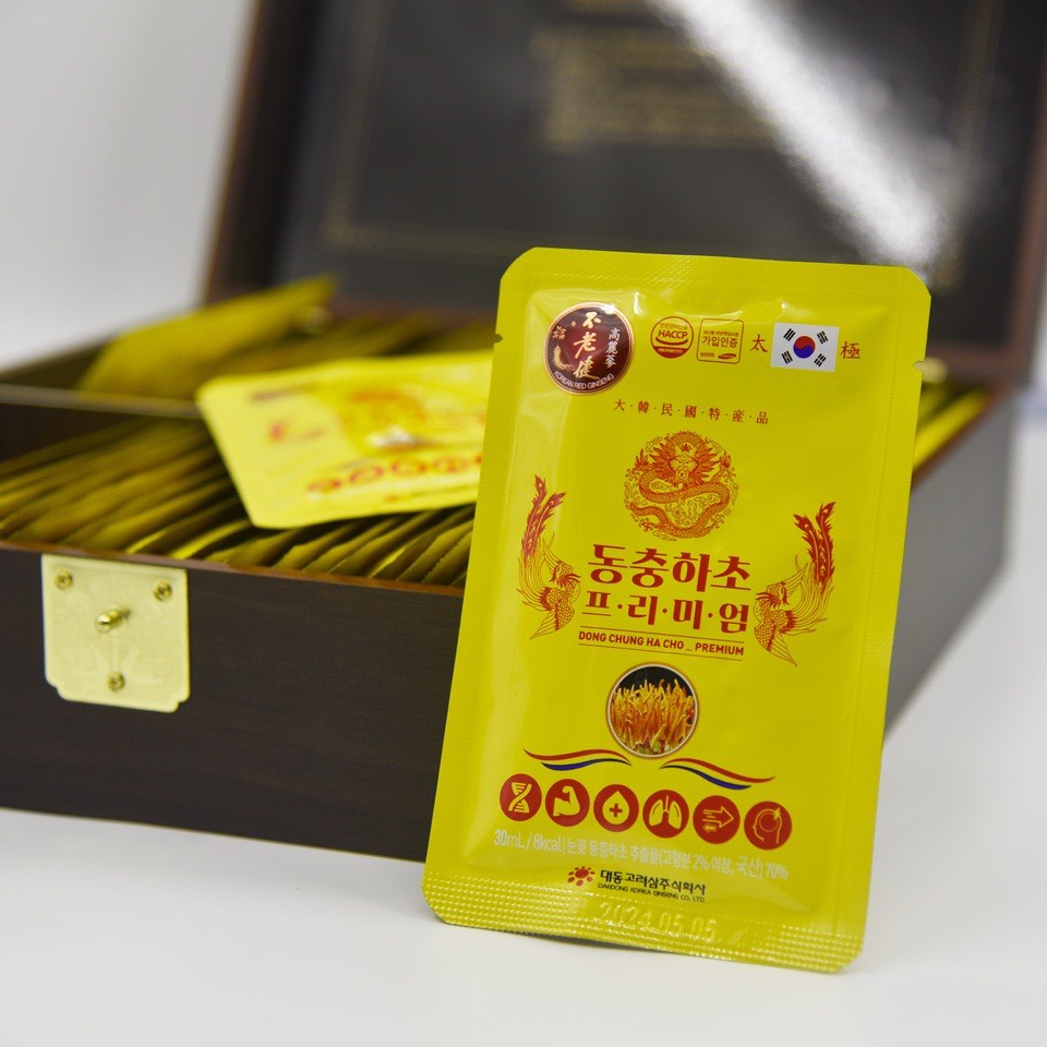 Nước Đông Trùng Hạ Thảo Daedong Hàn Quốc hộp gỗ đen, 60 gói x 30ml dạng nước, Hàng chính hãng Daedong Hàn Quốc