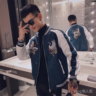 Crane Thorn Quần Áo Bên Ngoài Slim-fit Thêu Tinh Thần Thu Đông Quần Áo Nhanh Guy Áo Khoác Áo Khoác Nam Cầu Thủ Bóng Chày