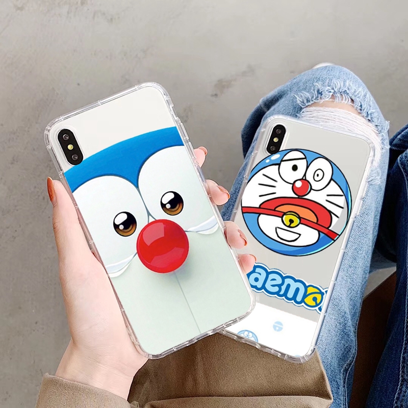Ốp điện thoại silicone mềm trong suốt chống rơi có túi khí in hình Doraemon cho Oppo reno 10 F9 Z