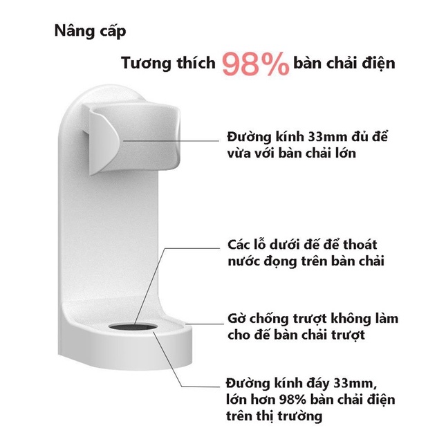 Giá treo bàn chải tiện ích, bảo vệ an toàn và giữ khô ráo cho các loại bàn chải