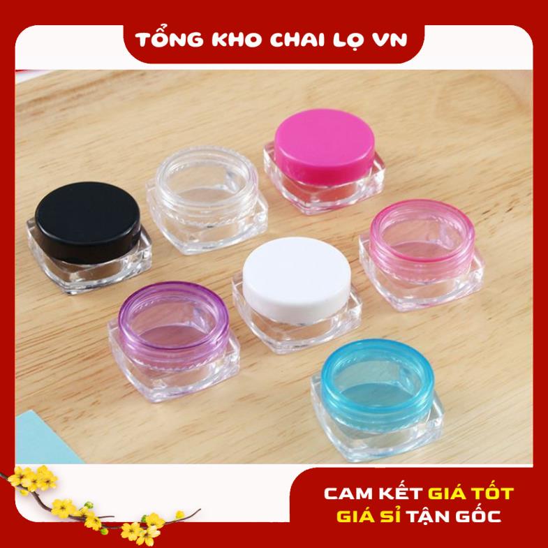 Hủ Đựng Kem ❤ SIÊU RẺ ❤ Hũ nhựa vuông 3g chiết kem , Hũ mỹ phẩm , phụ kiện du lịch