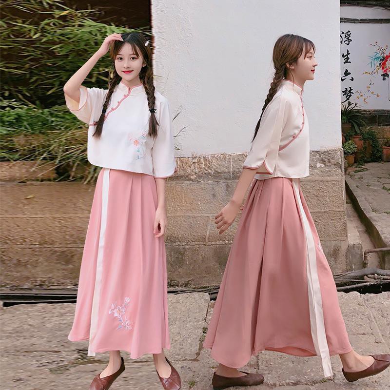 Set Áo Khoác Thêu Họa Tiết + Chân Váy Lưng Cao Xinh Xắn Dành Cho Nữ | BigBuy360 - bigbuy360.vn