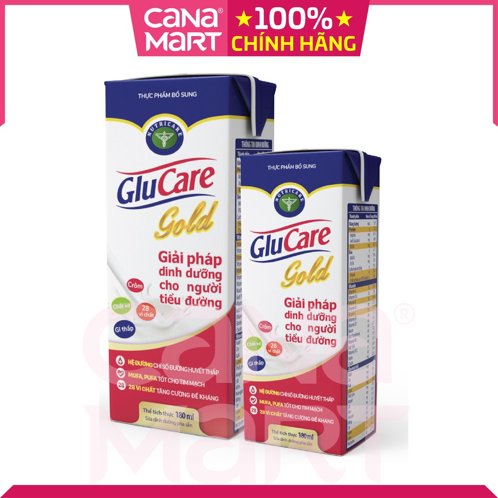 Combo 12 hộp sữa nước Nutricare Glucare Gold cho người tiểu đường (180ml)