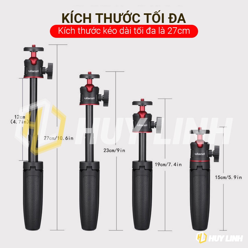 Tripod Mini Ulanzi MT 08 Extension - Chân máy mini cầm tay cho máy ảnh, điện thoại + tặng kèm ngàm chữ U