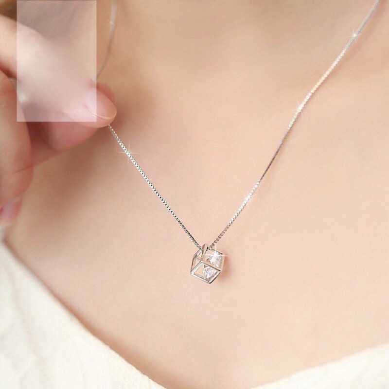 Vòng cổ / Dây chuyền nữ Bạc Ý 925 trái tim pha lê trang sức cao cấp No.93 Jewelry