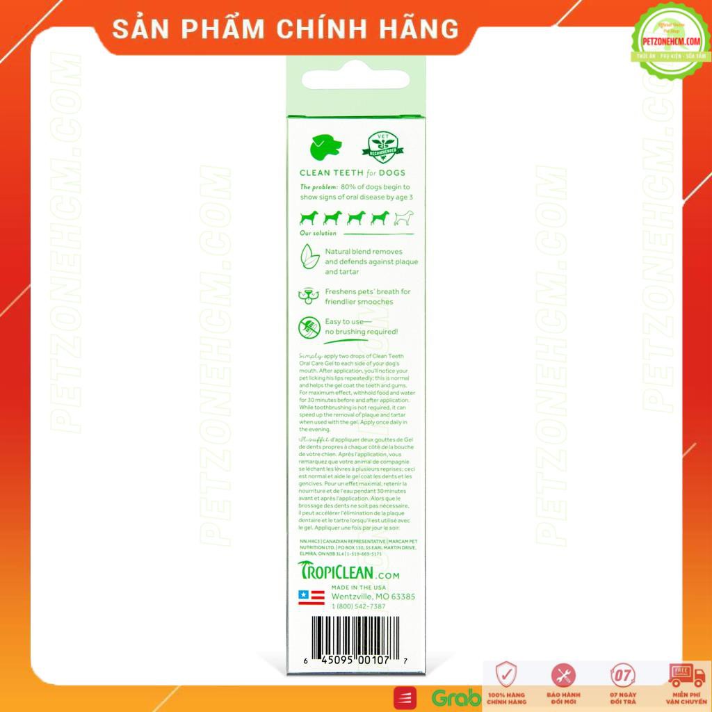 Gel đánh bay mảng bám & hôi miệng cho Chó & Mèo  59ml TropiClean Fresh Breath Clean Teeth Oral Care Gel