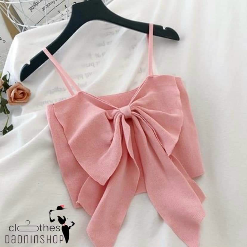Áo Voan Hai Dây Ngắn Phối Nơ Bự Trước Ngực Xinh Xắn TTSLA0838