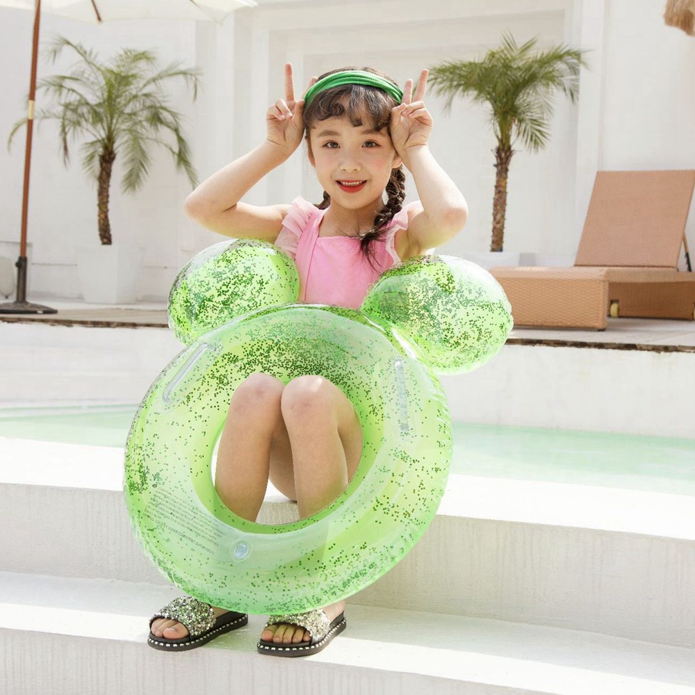 Phao Bơi Tròn Hình Chuột Mickey/Mèo Đính Nơ Lấp Lánh Dễ Thương Cho Bé Gái