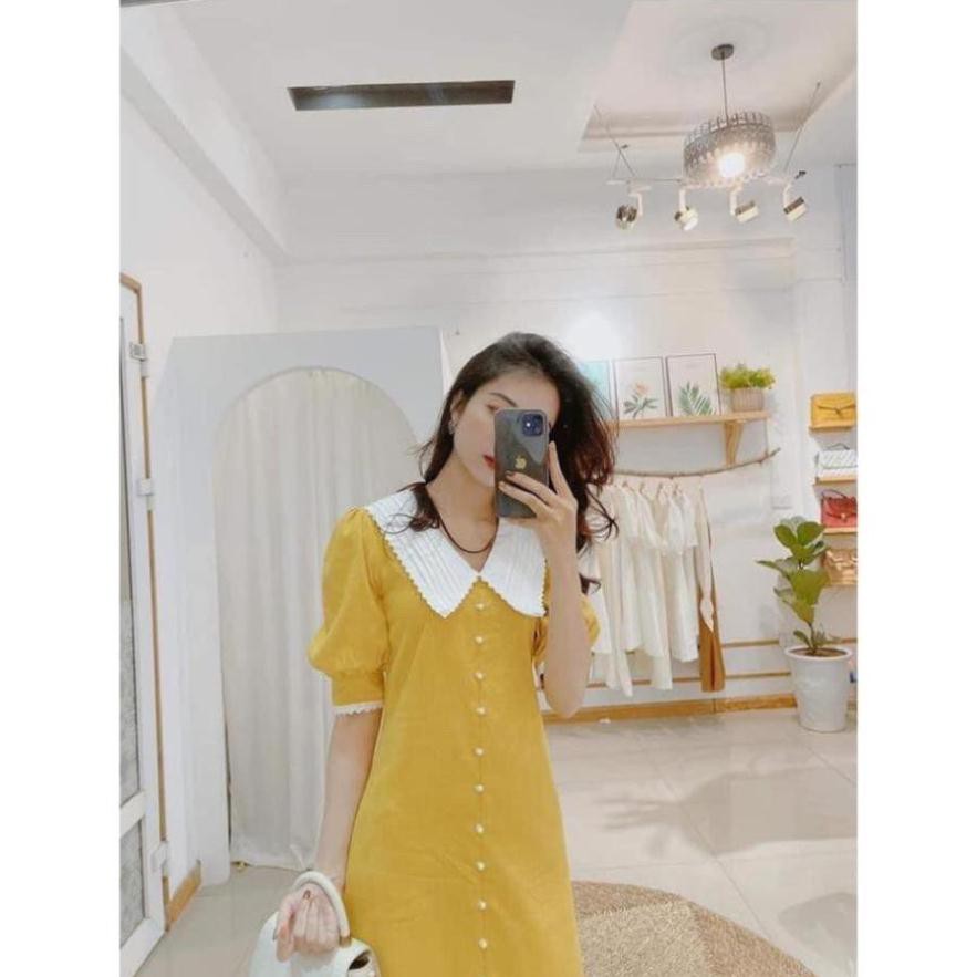 Váy Bầu Công Sở - Đầm Bầu Thiết Kế Màu Vàng Kiểu Dáng Thanh Lịch Hàn Quốc HD26