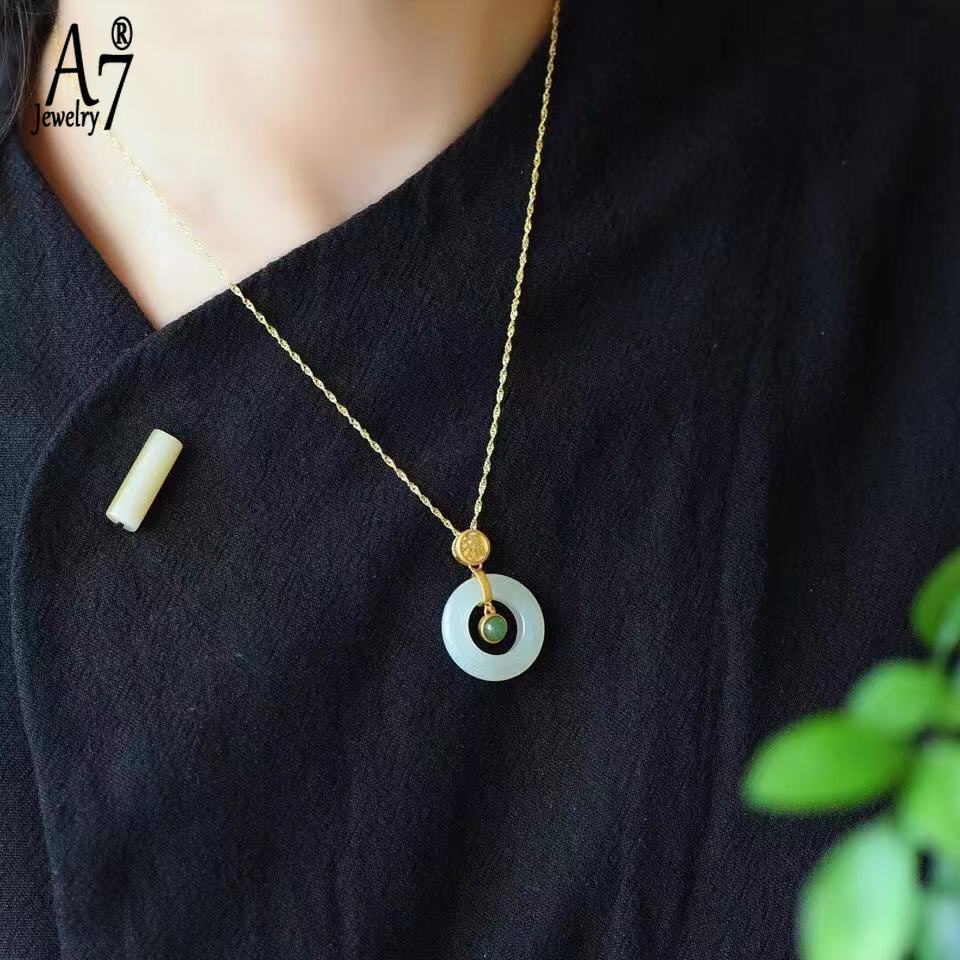 Vòng cổ Bạc Mặt Nhẫn Ngọc Bích A7 Cho Nữ