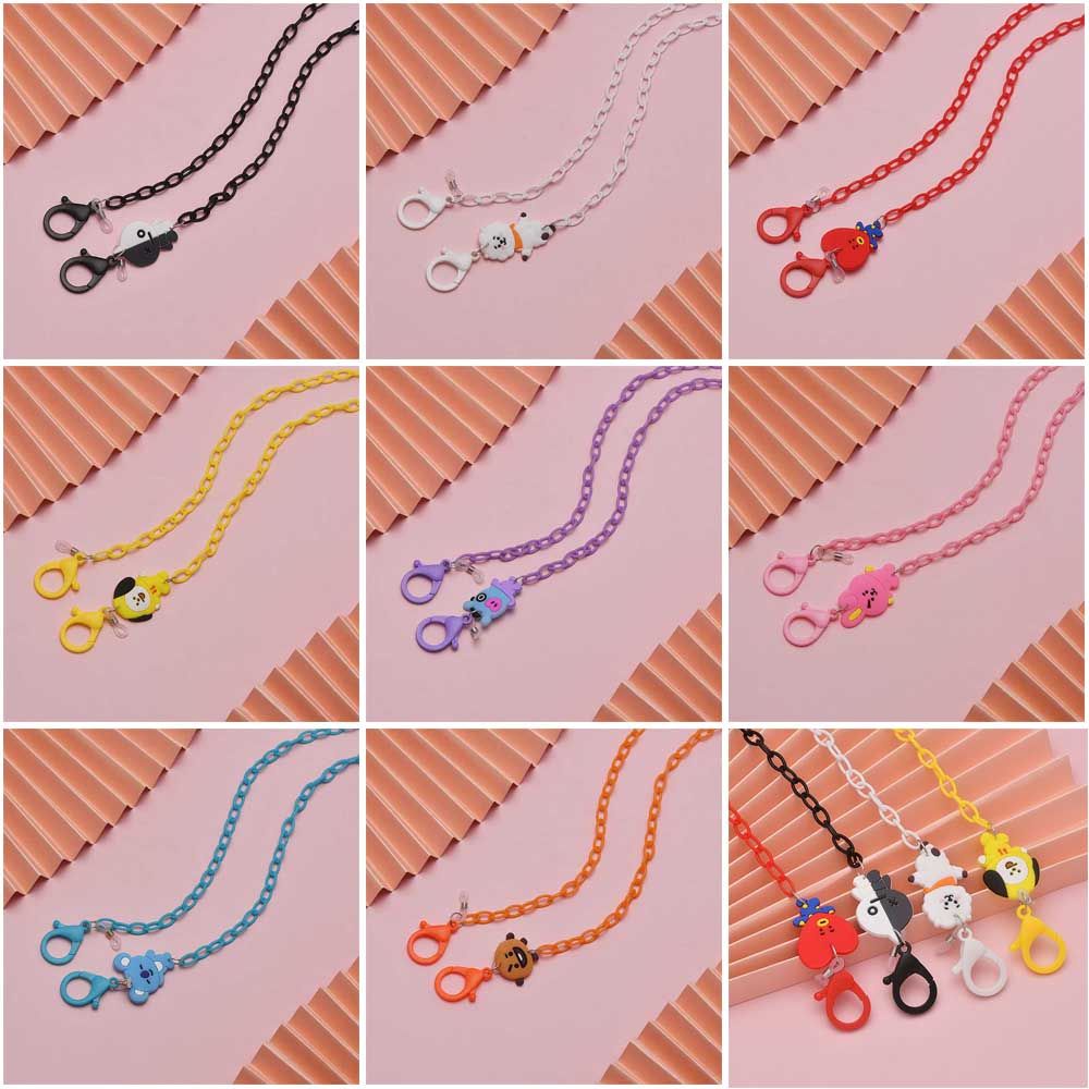 [Hàng mới về] Dây xích đeo kính chống trượt gắn hình BT21 bằng acrylic hợp thời trang cho nữ