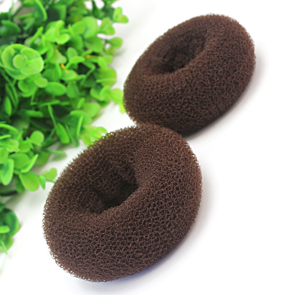 2pcs Hair Bun Ring Donut Shaper Brown Nylon Rope