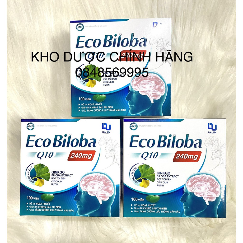 [CHÍNH HÃNG] ECO BILOBA Q10 240mg hộp 100v- Hỗ trợ hoạt huyết, giảm di chứng sau tai biến, tăng cường lưu thông máu não