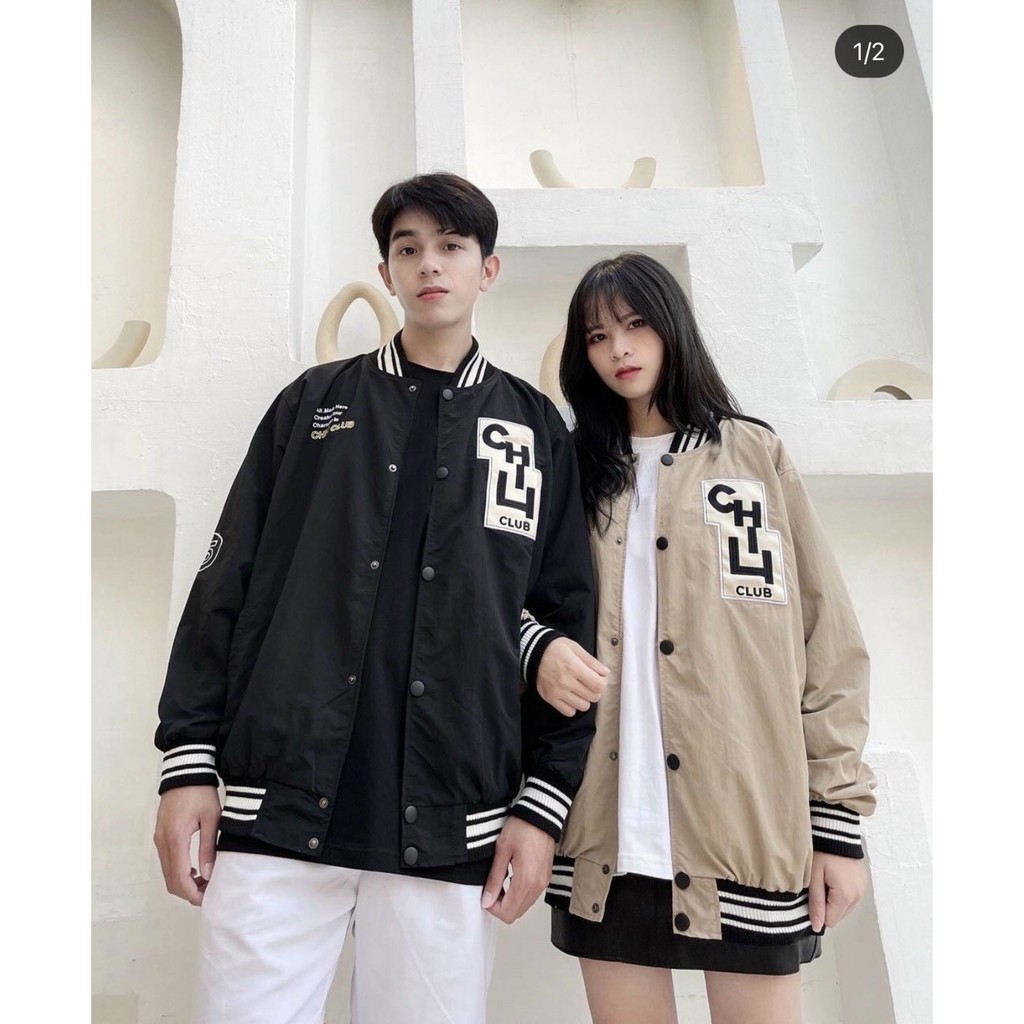 Áo Khoác Dù Bomber Unisex Nam Nữ Couple in logo CHILI CLUB form rộng lót dù 2 lớp DAS