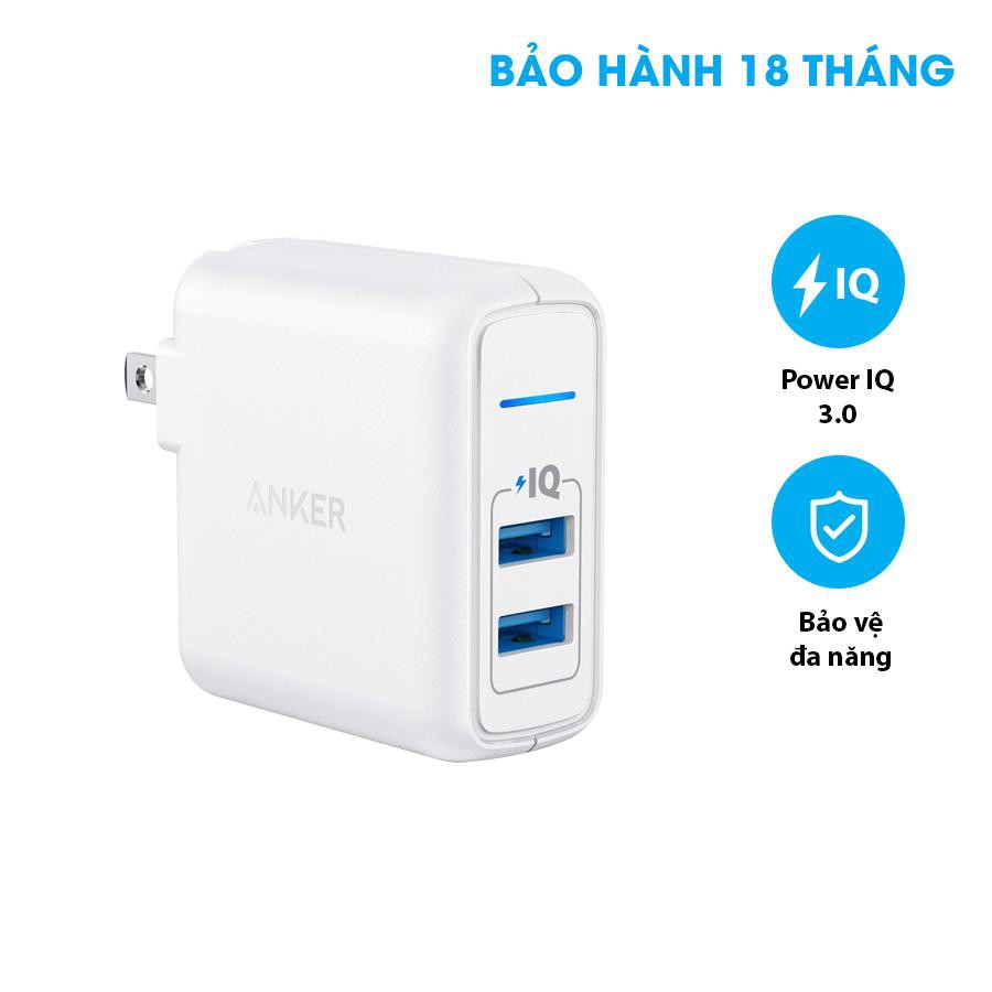 Củ sạc nhanh ANKER A2023 2 cổng 24W BẢO HÀNH 12 THÁNG