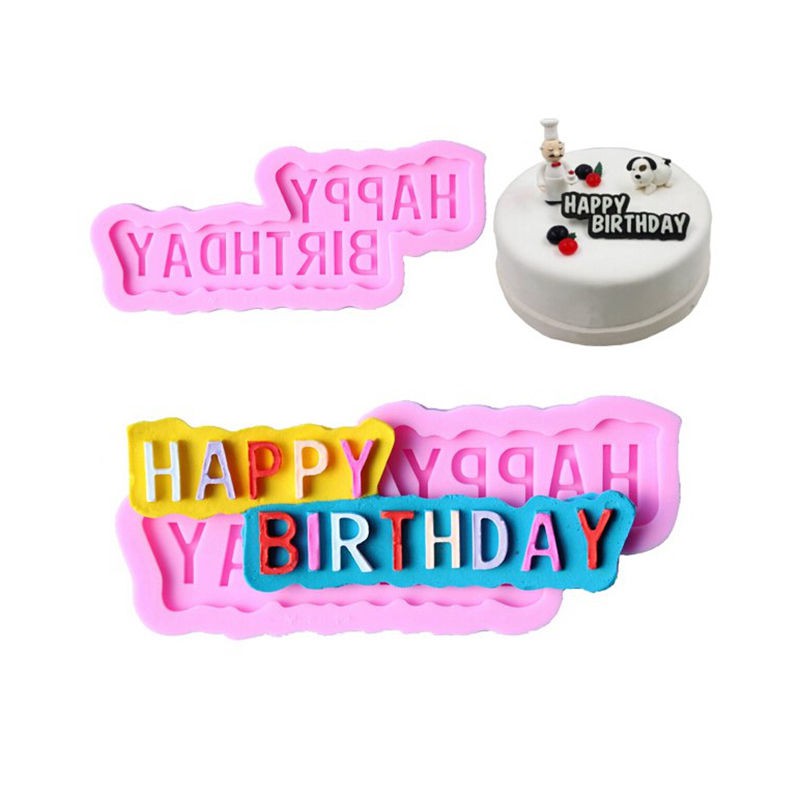 Khuôn silicon 3D chữ happy birthday nhỏ