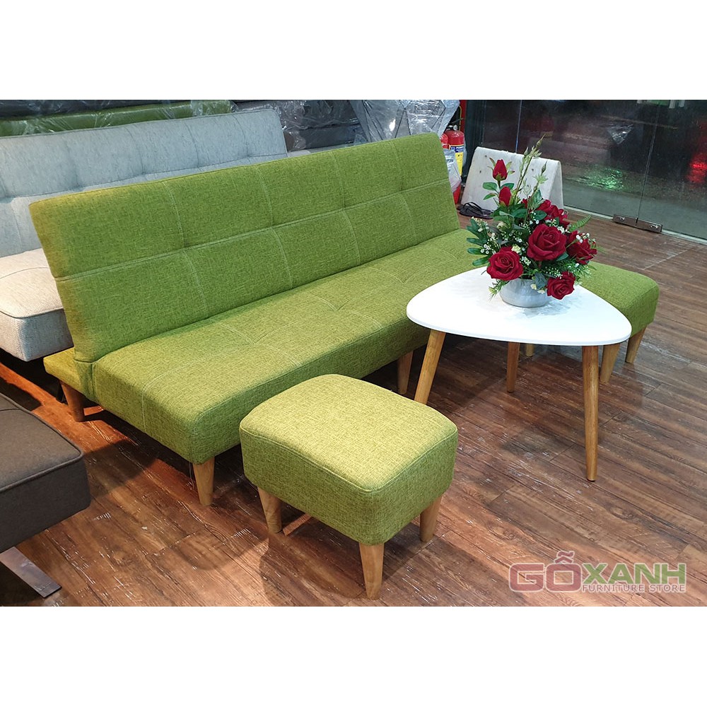 Bộ Bàn Ghế Salon Giường Nằm / Sofa Bed Cao Cấp 6 Chân Gỗ - Màu Xanh