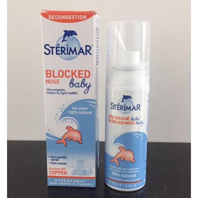 Xịt rửa mũi cá heo cam cho bé Sterimar 100ml, xịt mũi muối biển sâu Pháp - Monnie Kids