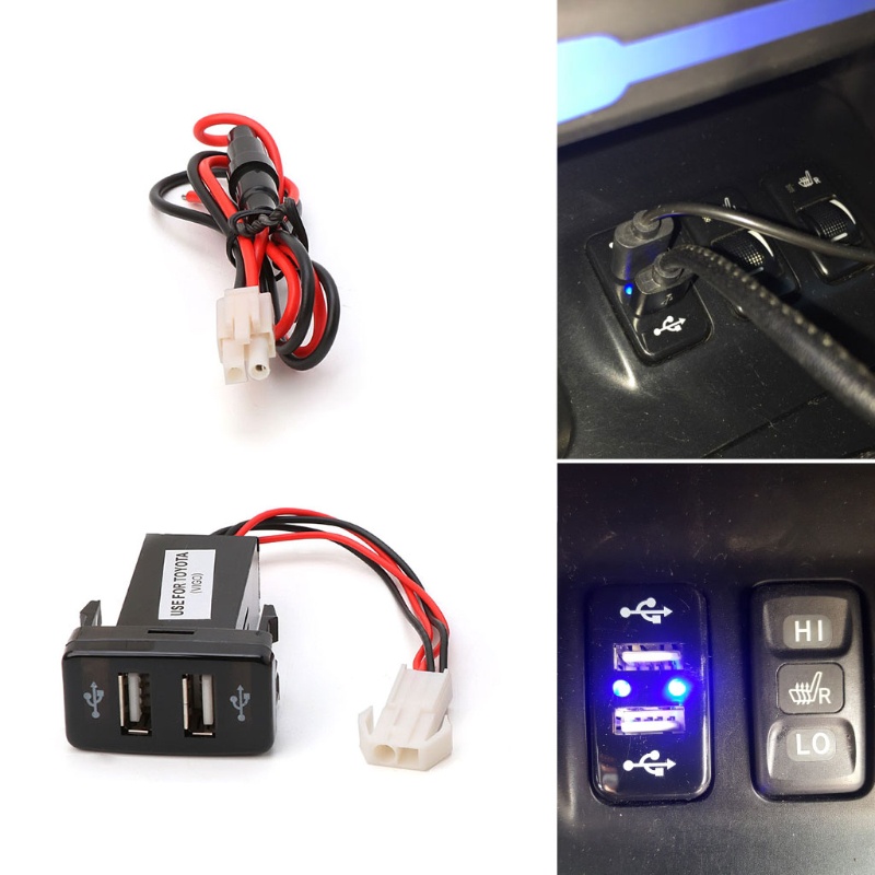 Tẩu Sạc 2 Cổng USB 12V 2 1A Chuyên Dụng Cho Đèn LED Xe Hơi Toyota