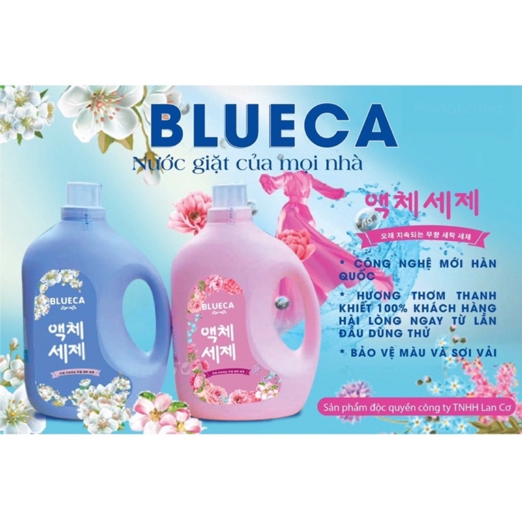 Nước Giặt Blueca Công Nghệ Hàn Quốc - Can 2L Đậm Đặc - Hương Nước Hoa Pháp