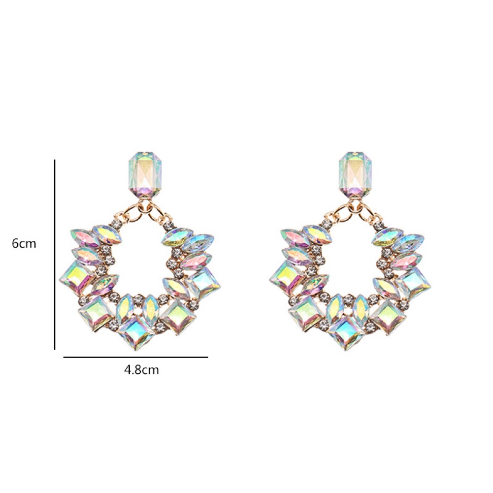 Đôi Bông Tai Họa Tiết Hình Học Đính Đá Thời Trang Cho Nữ