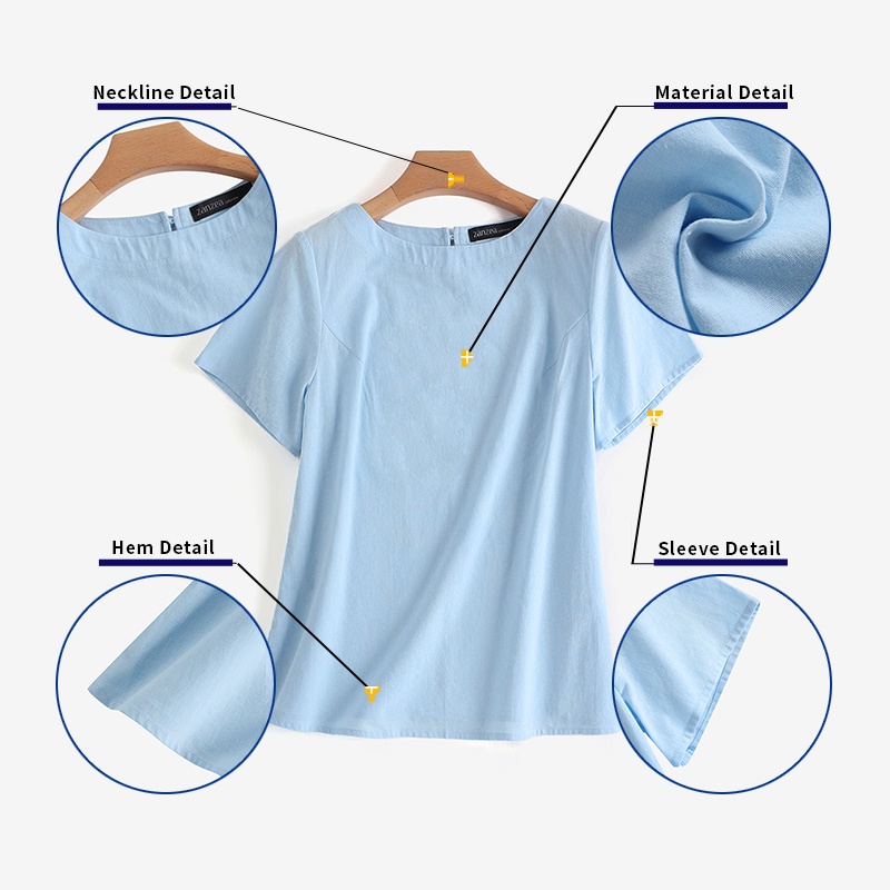 Zanzea Áo Thun Nữ Tay Ngắn Màu Trơn Phong Cách Châu Âu