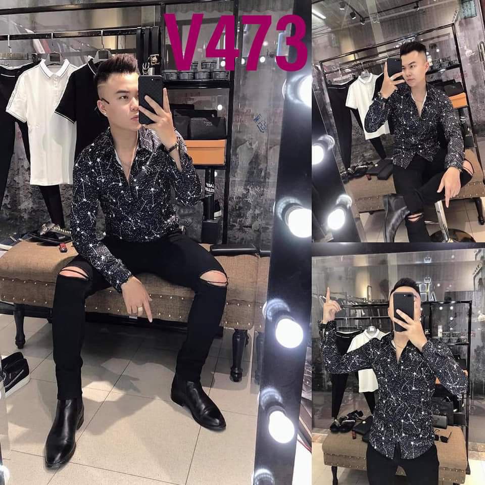 Áo sơ mi nam ánh kim sa chất lụa nhập cao cấp