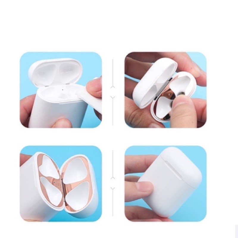 AIRPODS 1 2 3 PRO Skin Miếng Dán Kim Loại Bảo Vệ Hộp sạc Tai Nghe airpod Tính Năng Chống Bụi Bẩn
