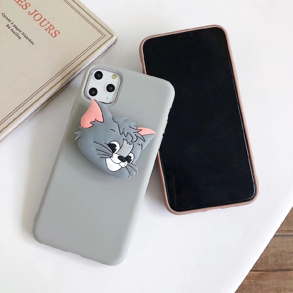 Huawei Nova 5T 7i P40 P20 P30 Lite Mate 9 10 20 30 Pro Y6P 2020 GR5 2017 Honor 10 Tom Jerry Cartoon Stand Soft Cover Shockproof Phone Case