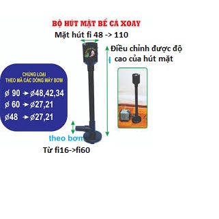 Hút mặt xoay hút đáy dành cho bể kiếng, hồ cá, bể xi măng, hồ bạt...