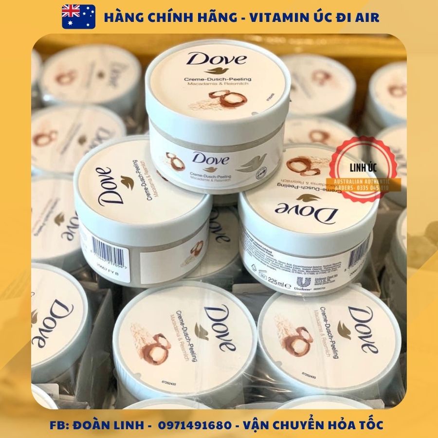 Tẩy da chết Dove Exfoliating Body Polish 225ml, Hàng chuẩn đi air, Bản Đức
