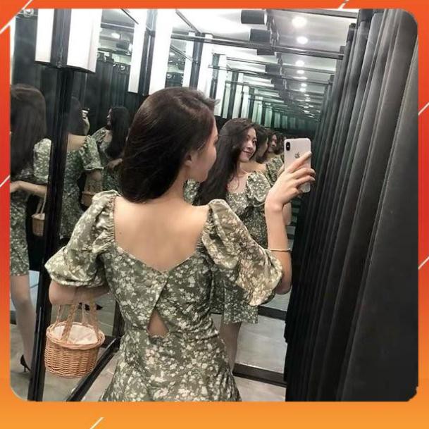 Đầm Chữ A Xanh Hoa Nhí Hở Lưng Siêu Hot Hit | BigBuy360 - bigbuy360.vn