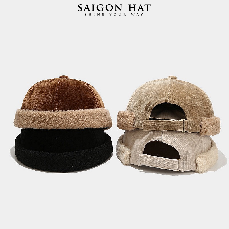 Mũ nồi tròn miki hat nam nữ không vành nhung viền lông form đẹp beanie thời trang thu đông kiểu SAIGON HAT