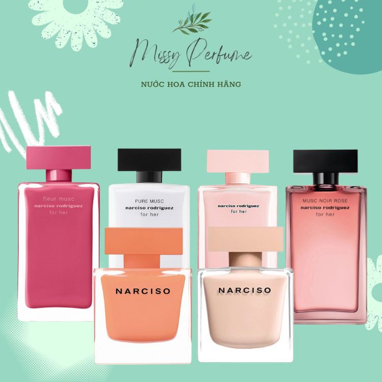Nước Hoa Narciso For Her EDT-EDP, Narciso Noir Rose 100ml, Fleur Musc, Pure Musc, Nước Hoa Nữ Chính Hãng