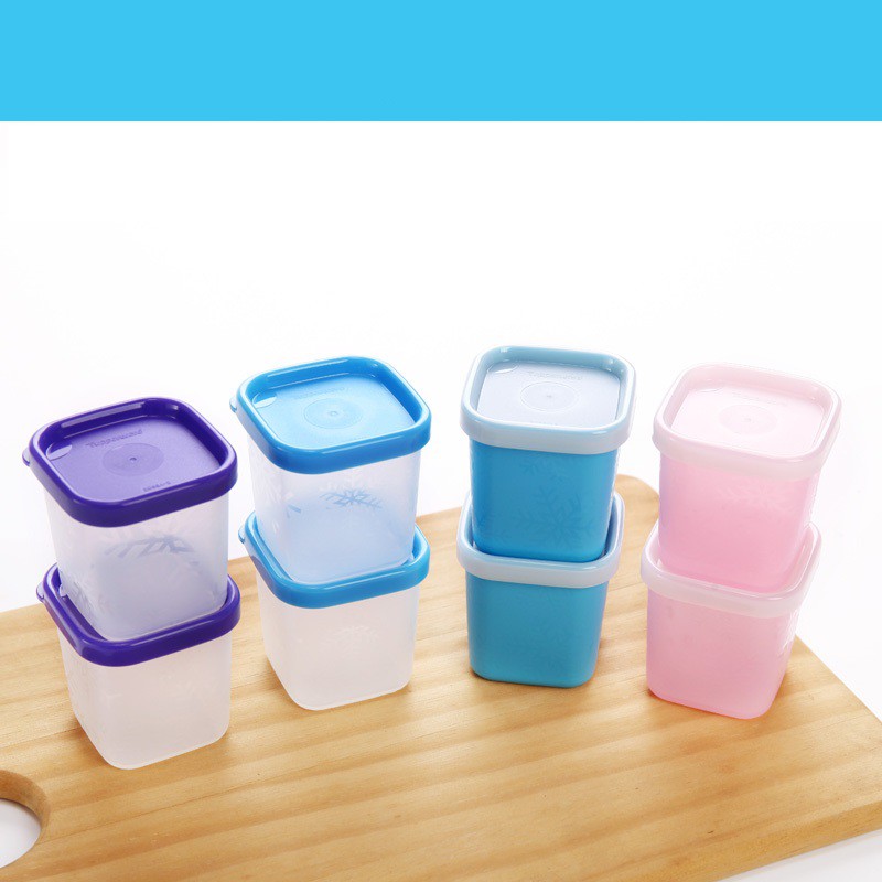 Hộp Trữ Đông Mini Tupperware Dùng Đựng Đồ Ăn Dặm Cho Bé In Hình Bông Tuyết  Bộ 4 TU43